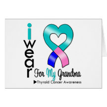 Thyroid Cancer Ribbon For My Grandma Greeting Cards