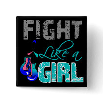 Thyroid Cancer Ribbon Gloves Fight Like a Girl Pinback Buttons