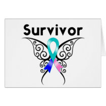 Thyroid Cancer Survivor Tribal Butterfly Cards