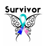 Thyroid Cancer Survivor Tribal Butterfly t-shirts