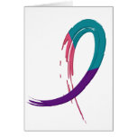 Thyroid Cancer Teal, Purple, And Pink Ribbon A4 Cards