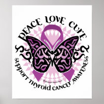 Thyroid Cancer Tribal Butterfly Print