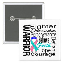 Thyroid Cancer Warrior Collage Pinback Buttons