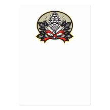 Thyrsus Pine Cone Staff Leaves Retro Business Cards