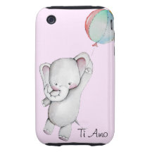 Ti Amo Baby Elephant Pink iPhone 3/3GS Case iPhone 3 Tough Covers