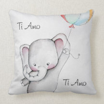 Ti Amo Baby Elephant Throw Pillow