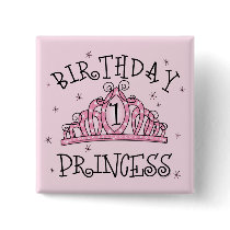 Tiara Birthday Princess 1st Birthday Pinback Buttons