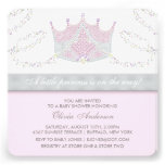 Tiara Pink Grey Princess Baby Shower Invitations