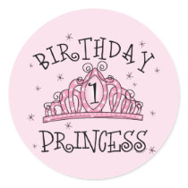Tiara Princess 1st Birthday Stickers