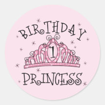 Tiara Princess 1st Birthday Stickers