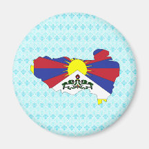 Tibet Flag Map full size Magnet