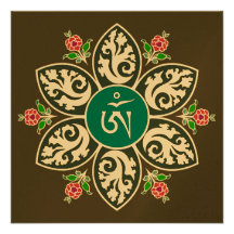 Tibet Om Symbol in Flame Mandala Custom Announcement