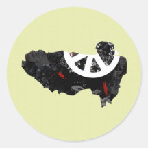 Tibet Trendy Peace Sign with Tibetese map Stickers