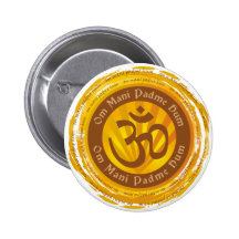 Tibetan Mantra with Aum Symbol Pinback Button