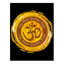 Tibetan Mantra with Aum Symbol Post Card