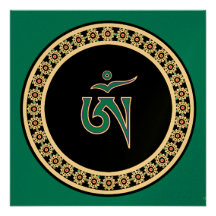 Tibetan Om Symbol in Jewel Ring Personalized Announcement
