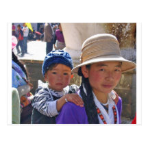 Tibetan woman with child post card