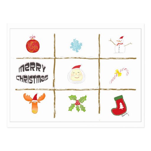 Tick-tack-toe Christmas Postcard