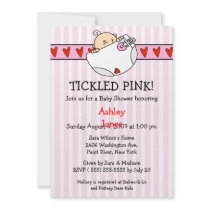 Tickled Pink Diaper Baby Girl Shower Invitations