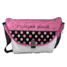 Tickled Pink Faux Ostrich Skin Polka Dot Bag Messenger Bag