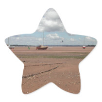 Tidal Moorings. Beached Boats. Devon UK. Stickers