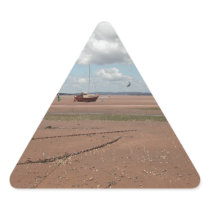 Tidal Moorings. Beached Boats. Devon UK. Triangle Sticker