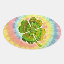 Tie Dye Clover Oval Stickers