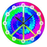 Tie Dye Peace Sign Clock