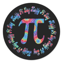 Tie Dye Pi Day Tees and Gifts Round Stickers