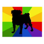 Tie Dye Retro Rainbow Mod Pug Art - Add Text postcards