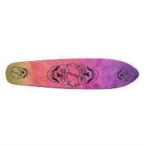 Tie Dyed rainbow skull skateboard deck,