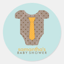 Tie Outfit Boy Baby Shower Round Stickers