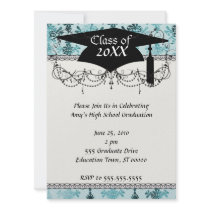 tiffany blue and aquas distressed damask personalized announcement