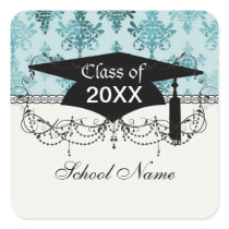 tiffany blue and aquas distressed damask stickers