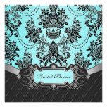 Tiffany Blue Damask Bridal Shower Invitations