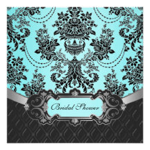 Tiffany Blue Damask Bridal Shower Invitations