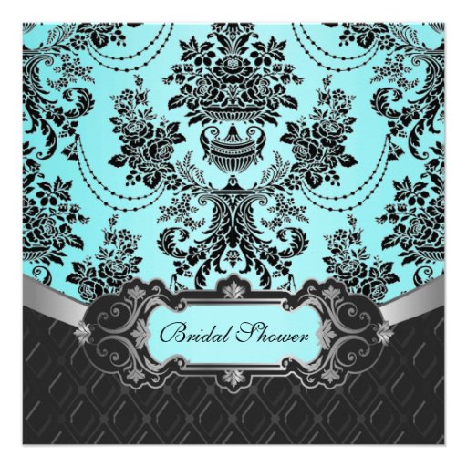 Blue Damask Bridal Shower Invitations Zazzle