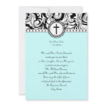Tiffany Blue Damask Christian Wedding Invitation