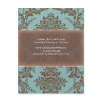 Tiffany Blue Elegant Damask reception card invitations