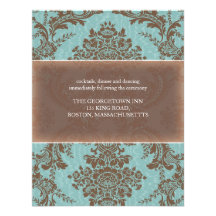 Tiffany Blue Elegant Damask reception card Personalized Invitation