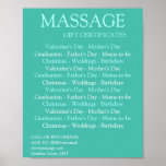 TIFFANY BLUE massage gift certificates Posters