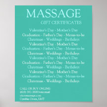 TIFFANY BLUE massage gift certificates Posters