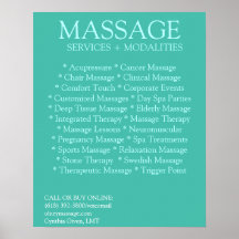 TIFFANY BLUE massage modalities list Poster