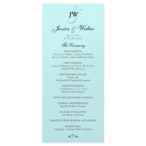 Tiffany Blue Monogram Wedding Program Rack Card Template