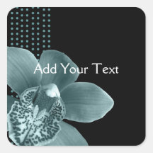 Tiffany Blue Orchid on Black Sticker