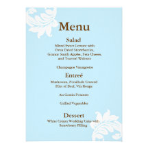Tiffany Damask Wedding Menu Invitations