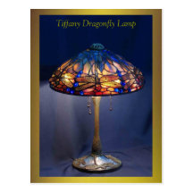 Tiffany Dragonfly Lamp Excellent Art Postcard