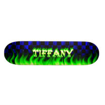Tiffany green fire Skatersollie skateboard.