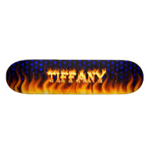 Tiffany skateboard fire and flames design.
