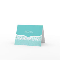 Tiffany Teal Lace Wedding Thank You Note Cards